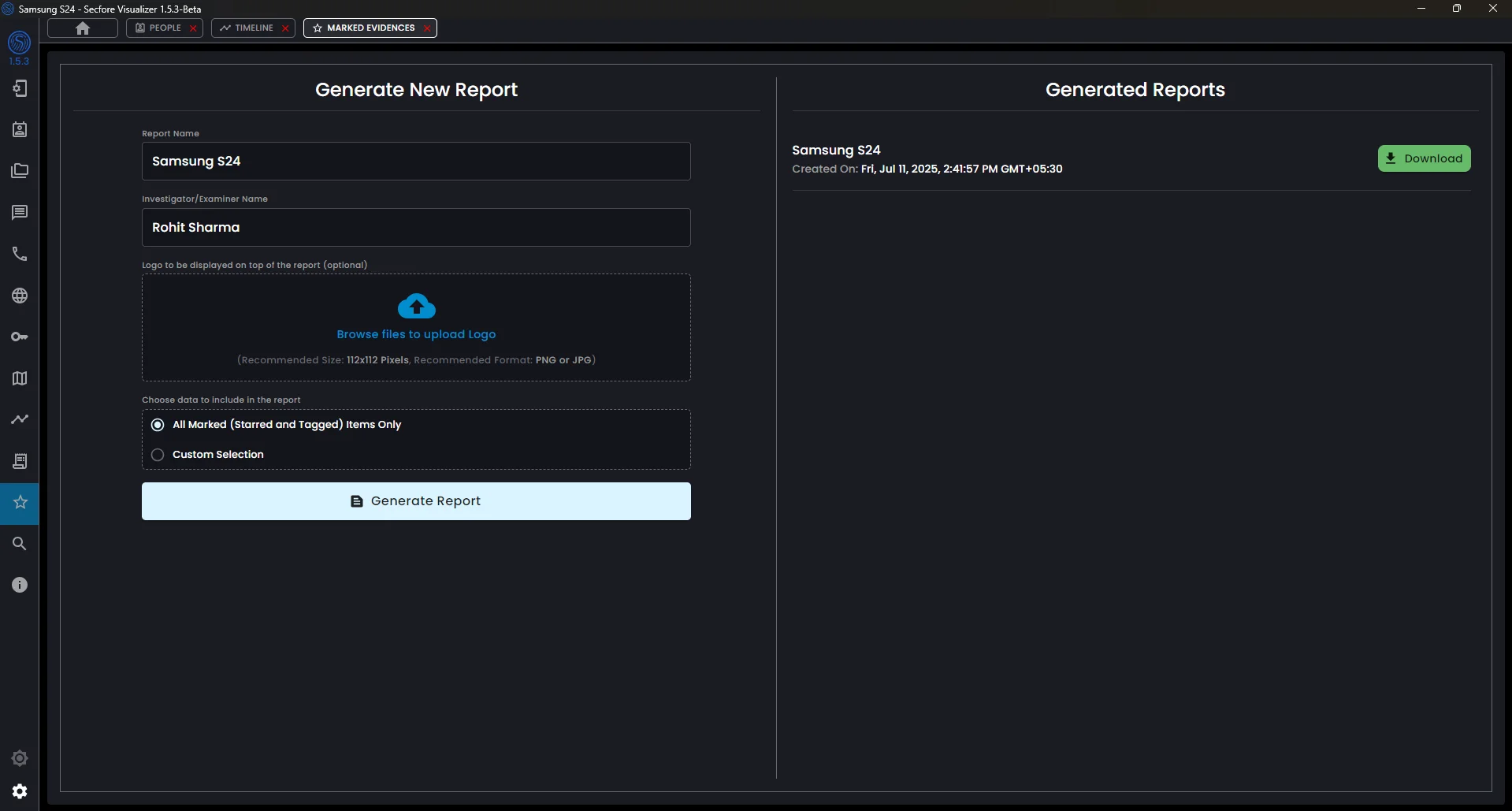 Visualizer Reporting Screenshot